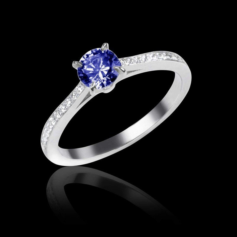 Verlobungsring Elodie mit blauem Saphir und Diamanten - Jaubalet